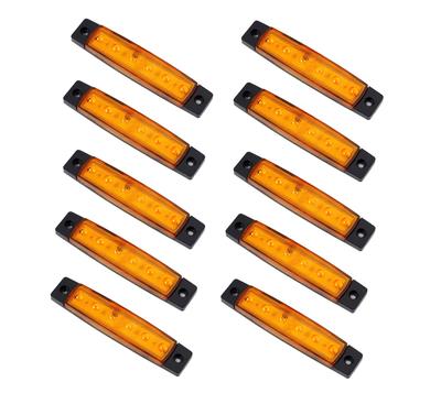 24V Gul LED Sidomarkeringslampa för Bil, 6 Rader, Universellt Set om 10, Lastbil