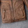 Vintage Yellow Brown Genuine Cowhide Leather Jacket Men Natural Cow Leather Jackets Soft Slim Fit Man Short Coat Autumn Clothing