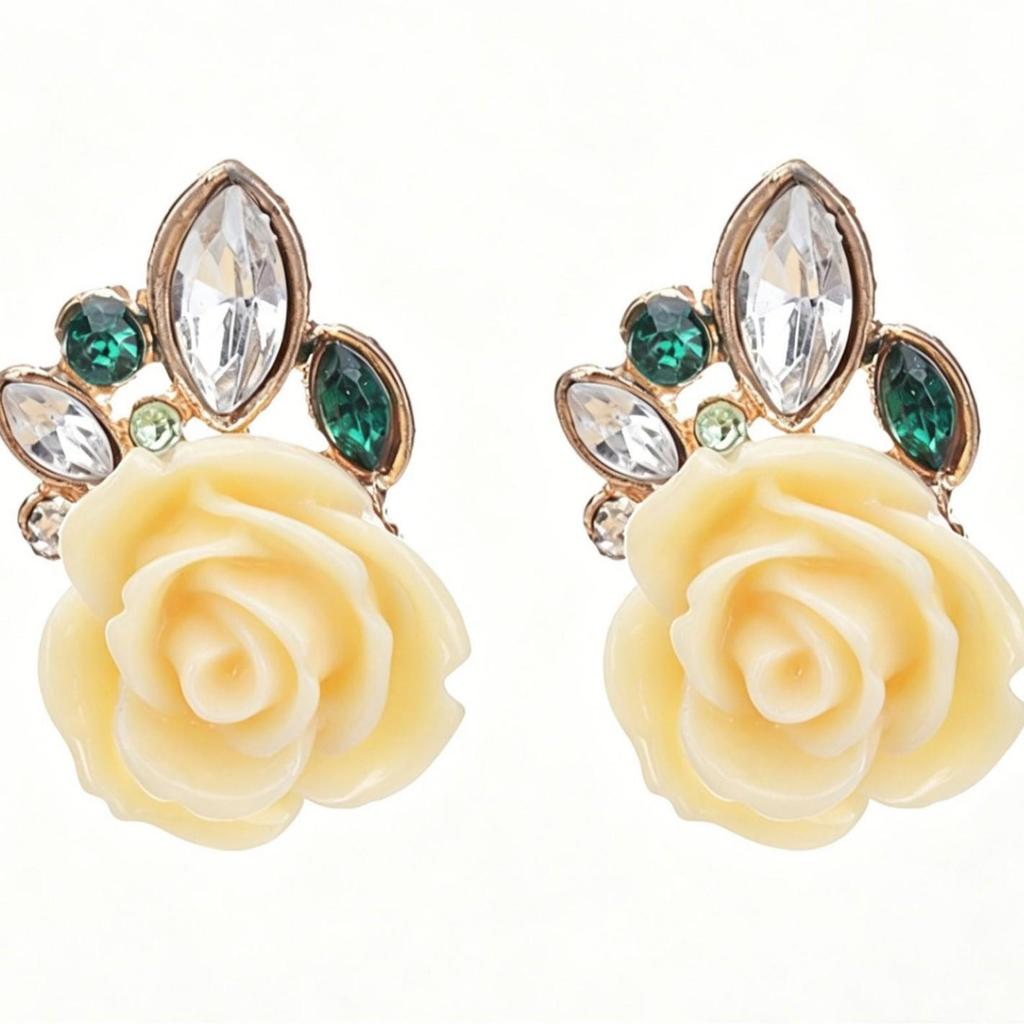 Vintage Rose Flower Stud Earrings: European & American Fashion Jewelry