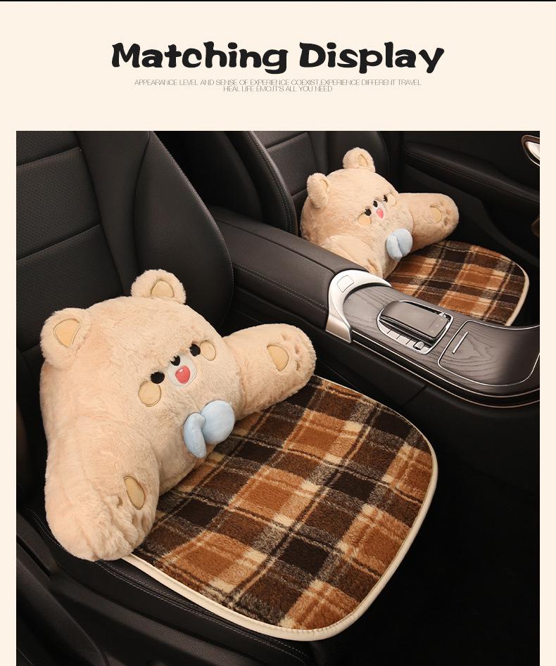 Winter Little Bear Plush Car Seat Cushion for Ford Escape, Mondeo, Focus, Escort