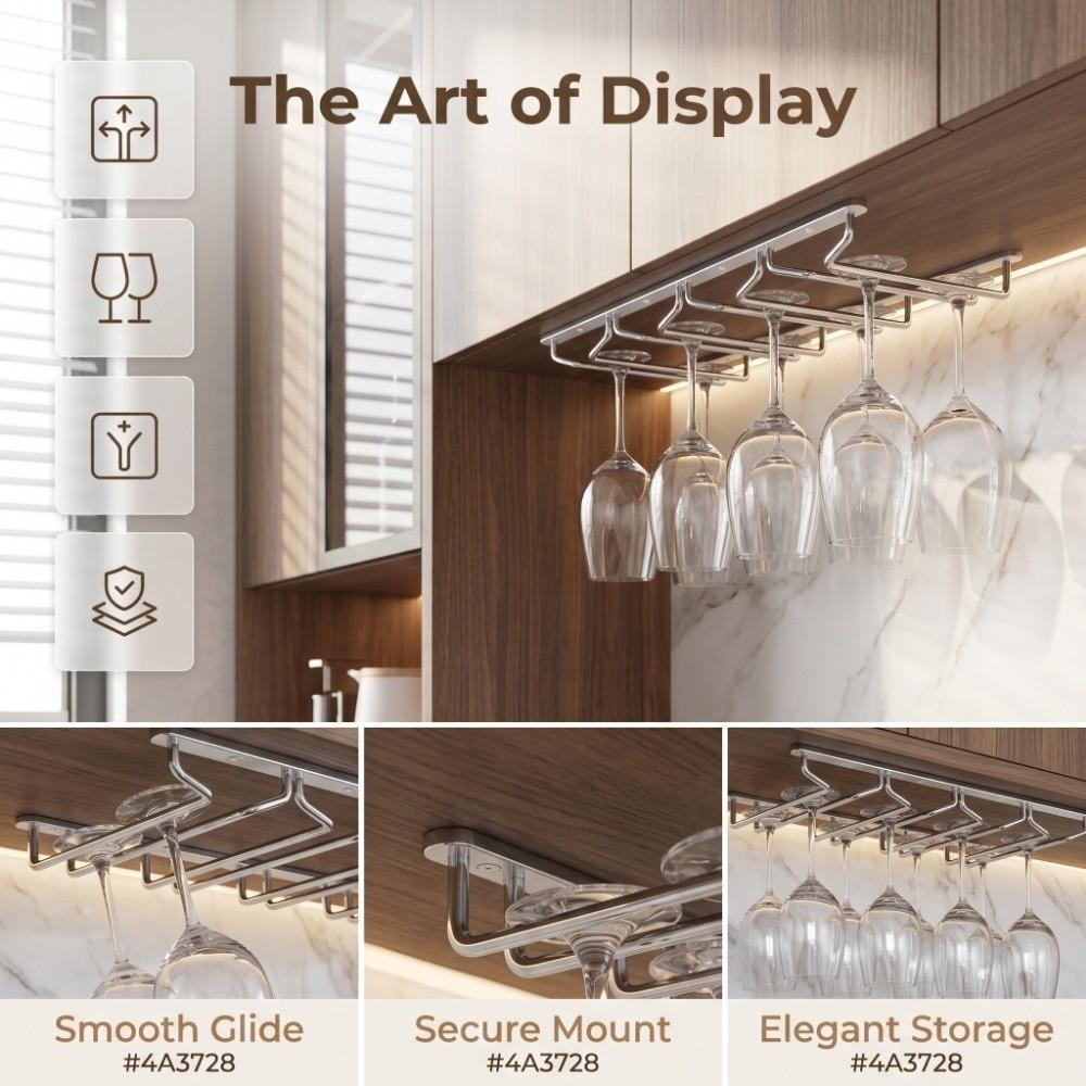 304 Stainless Steel Wine Glass Hanger Inverted Hanging Goblet Cabinet  Household Storage