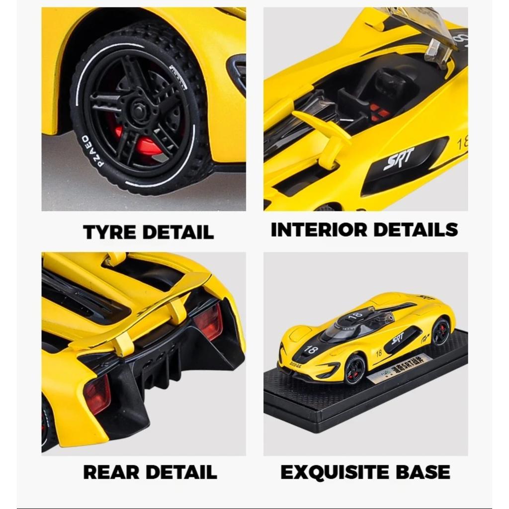 1/32 Dodge Tomahawk SRT V10 Concept Sports Car Alloy Metal Diecast Model Car Sound and Light Pull Back High Simulation Ornaments