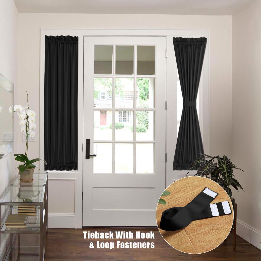 2 Panel French Door Curtains With Rod Pocket Tieback Indoor Sun Blocking Privacy Grommet Curtains Thermal Blackout