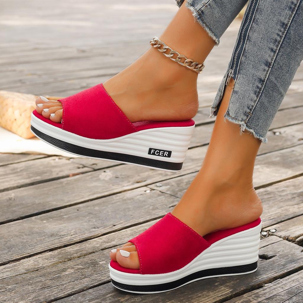 2025 New Fashion Fishmouth Wedge Heel Fashion Casual Women's Strappy Sandals