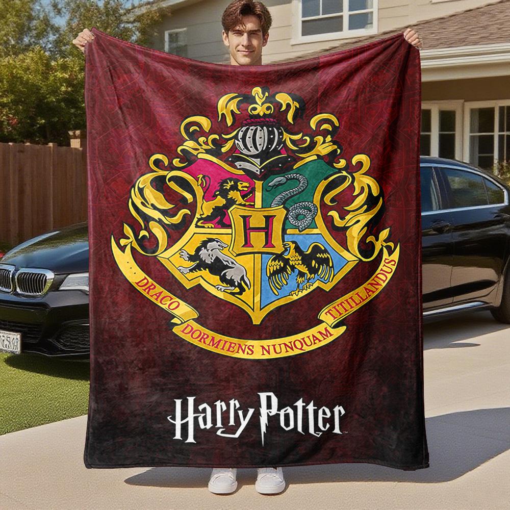 1pc Cresta de Hogwarts Harry Potter Manta de Franela para Exteriores Todas las Estaciones Suave Calidez, Decoración del Hogar 1031167