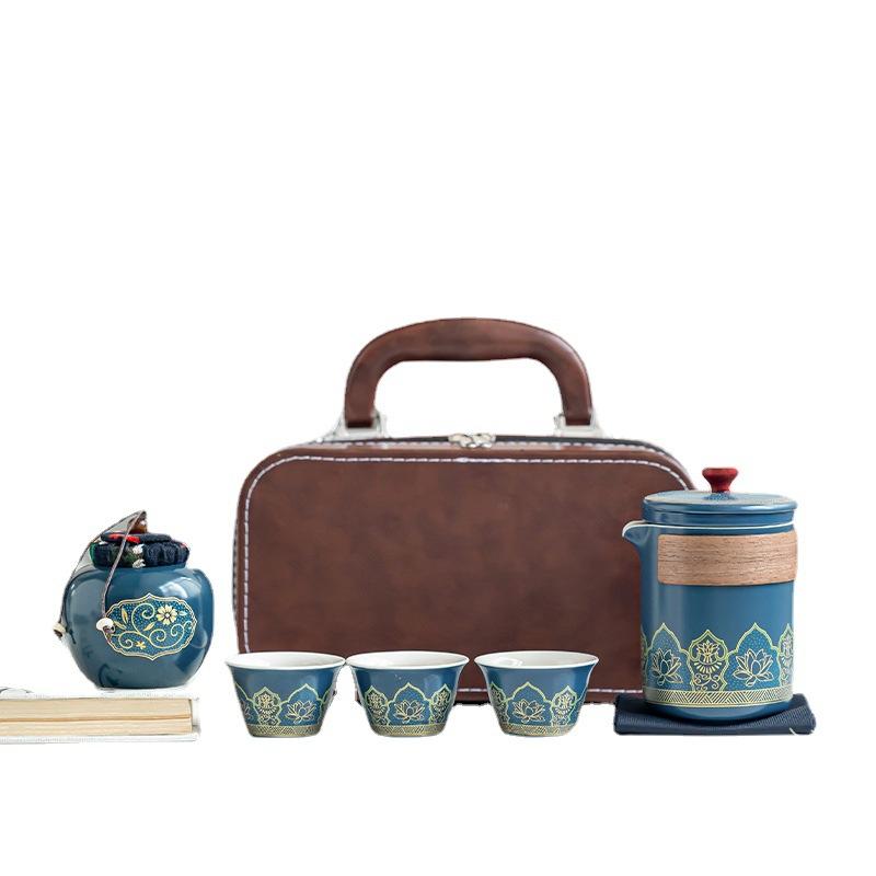 Travel Kung Fu Tea Set Small Set Portable One Pot Three Cups Outdoor Camping Kuaike Cup Business Gifts