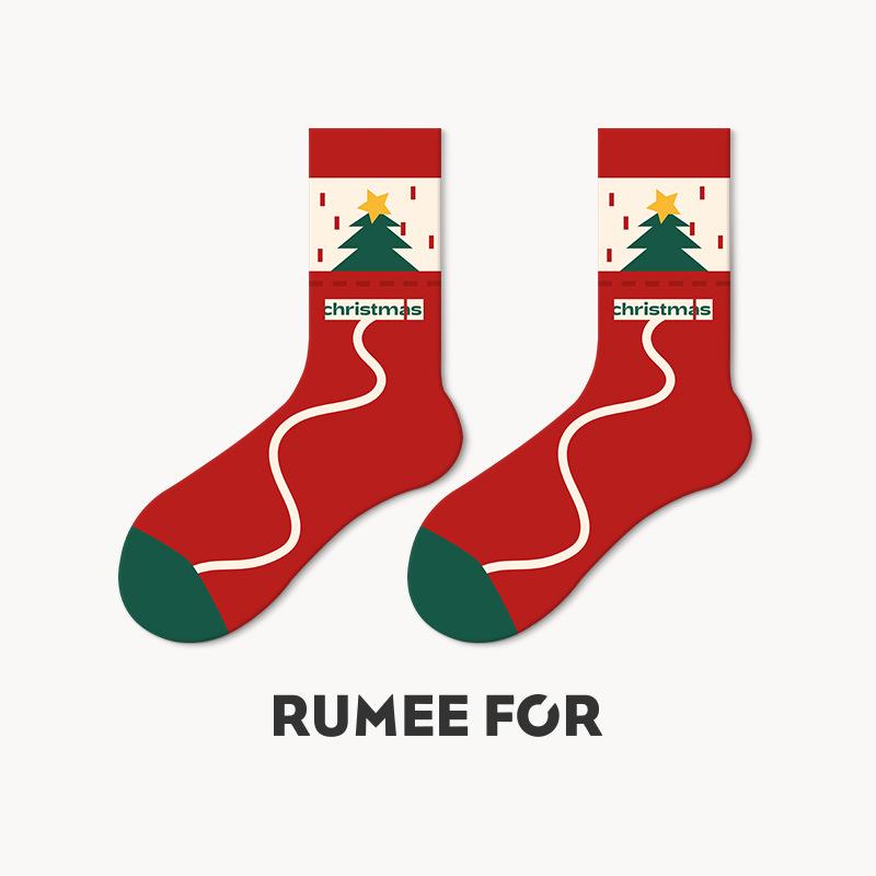 5 Pairs of Ladies Winter Fashion New Christmas Lovely Home Tube Socks