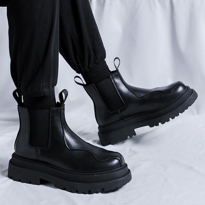 Vysoce kvalitní módní pánské platformové vojenské boty Stylová pánská obuv Vysoké podpatky Pánské ležérní boty Pravá kůže Pánská obuv