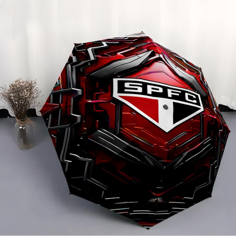 Printed São Paulo FC Logo Folding Umbrella,Outdoor,Leisure,And Travel Umbrella,Durable Umbrella Fabric,Birthday And Holiday Gift