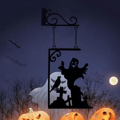 Halloween Decoration Ghost Metal Silhouette, Ghost Statue Decoration, Suitable for Party Decoration, Perfect Halloween Decoration Hanging Sign