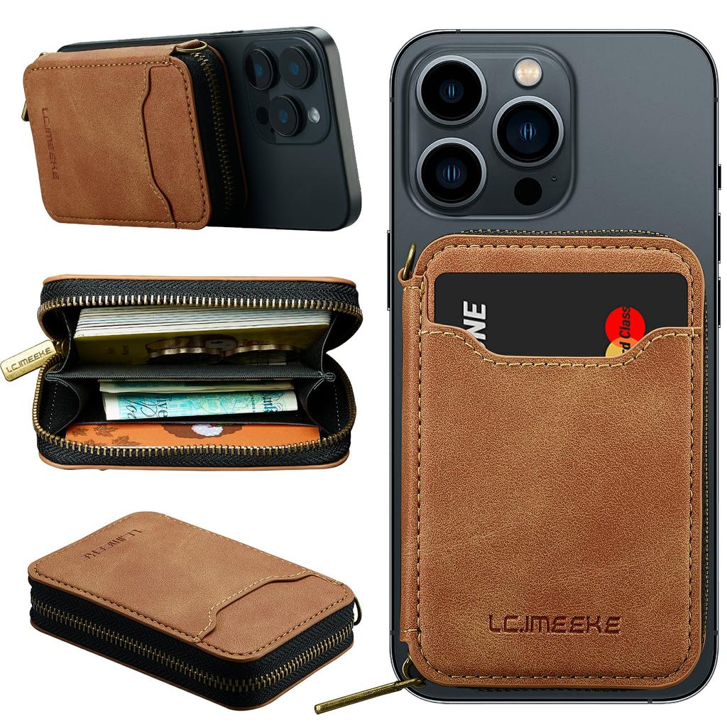 LC.IMEEKE L6 Zipper Wallet Case RFID Blocking Phone Magnetic Card Holder