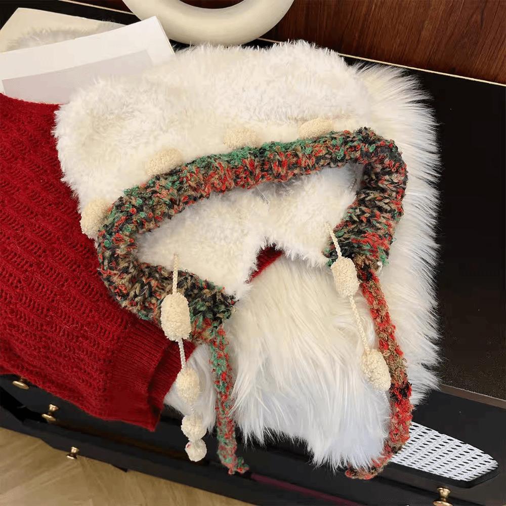 Fluffy Lei Feng Hat Ear Protection Winter Warm Hat Fashion Bear Ear Plush Hat Girls
