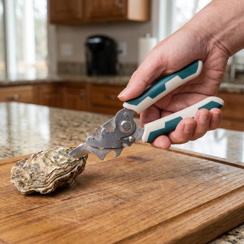 Non-Slip Handle Stainless Steel Oyster Knife Thickened Multi-Purpose Shellfish Opener Seafood Shucking Tool