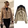 Dames Vintage Cropped Trenchcoat Lente Herfst Jas Vrouwen Streetwear Dubbelrijig Lange Mouw Top Vrouwelijke Chique Jas Outfits