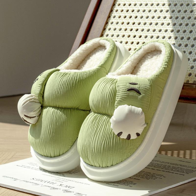 Cute cartoon cat claw cotton slippers winter new candy color velvet warm soft thick bottom heightening cotton slippers