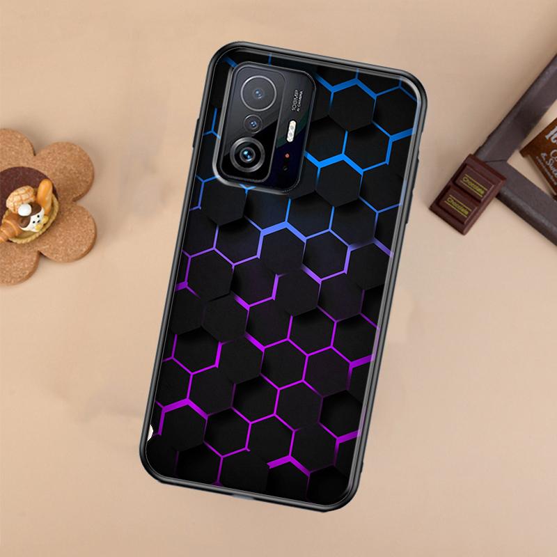 

3D Hexagonal Lights Case For Xiaomi 13 14 Ultra 11T 12T 13T 14T Pro POCO X7 Pro X3 X5 X6 F3 F5 F6 M6 Pro Cover POCO X7 Pro