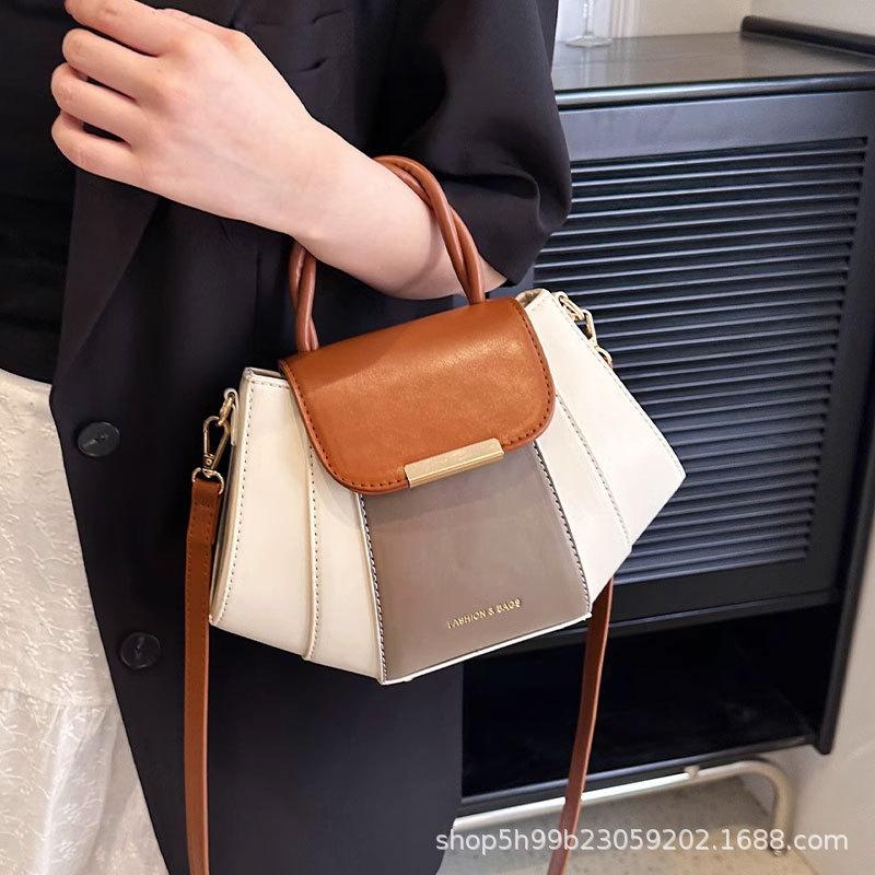 Contrasting Color Portable Small Bag Women's Spring and Summer Niche Design Versatile Small Square Bag Premium Texture Shoulder Bag