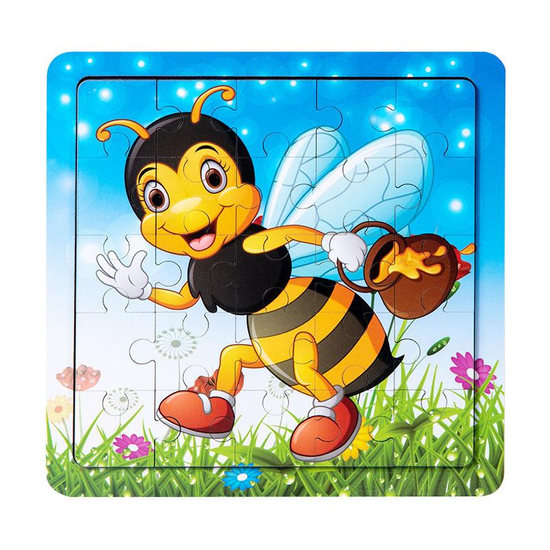 

25 Pieces Wooden Jigsaw Puzzle Game Cartoon Animal Puzzles for Kids Cognitive Educational Toys for Children