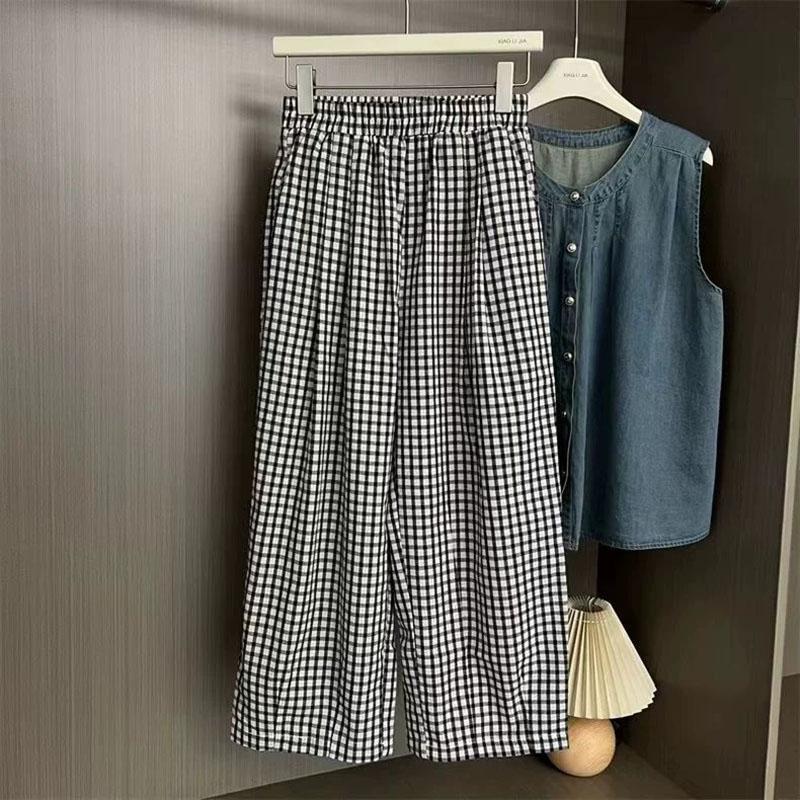 Women Suit 2PC Set Cotton T-shirt and Pants Sleeveless Shirt Denim Jean Oversize Loose Casual Summer Suit Two Pieces Top Pants