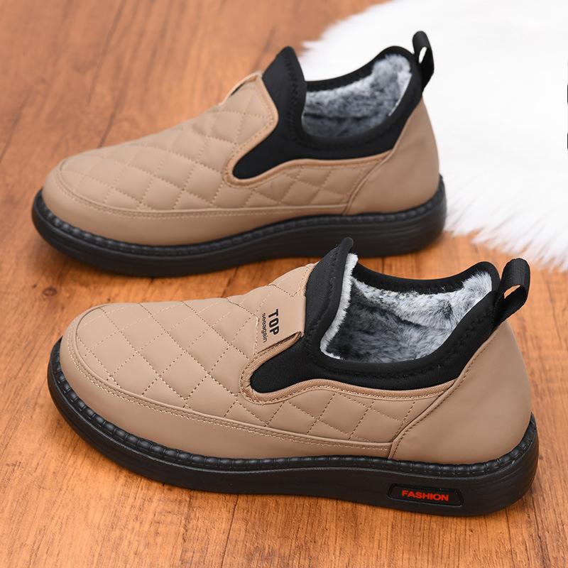 Casual Cotton Slip-On Shoes with Fleece Lining and Waterproof Exterior