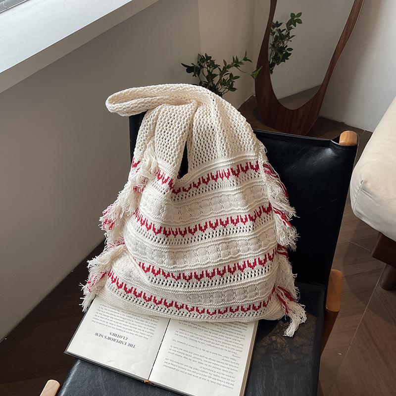 

Новая вязаная сумка плетеная сумка летняя женская текстурная портативная на плечо сумка-тоут простая шерстяная сумка