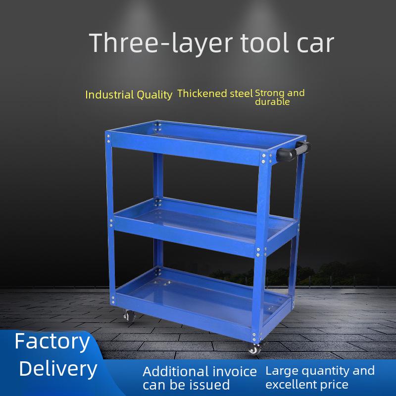 Heavy-Duty Three-Layer Mobile Tool Cart for Auto Repairs