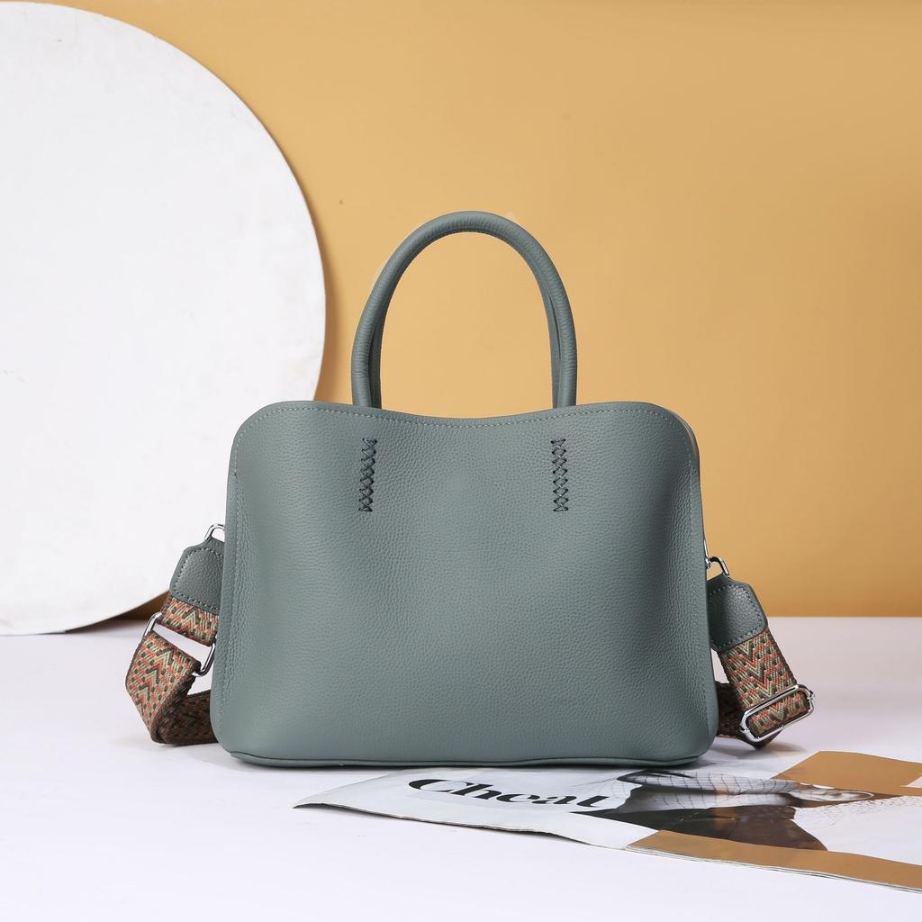 Rindsleder Schulter Damen Tasche Große Kapazität Umhängetasche Damenmode Einfache Einkaufstasche Praktische und Großzügige Tasche Weiches Leder