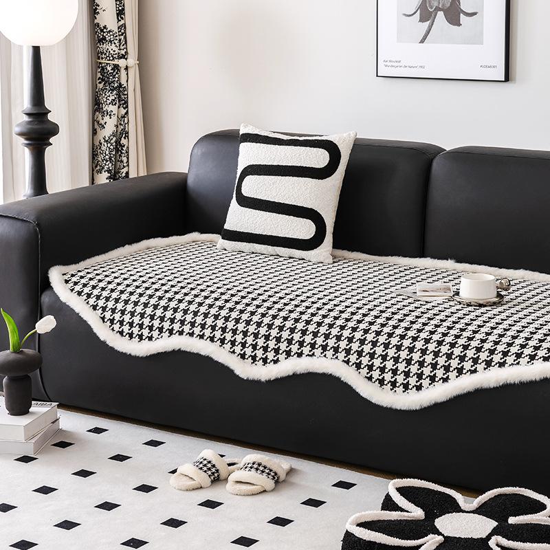 Houndstooth Irregular Shaped Sofa Cushion Four Seasons Anti-Slip Cushion Autumn and Winter Style New Sofa Cover