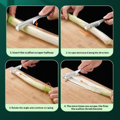 Stainless Steel Green Onion Shredder, Vegetable Slicer With Comfort Grip Multi-Functional Kitchen Tool For Onion, Carrot, Potato