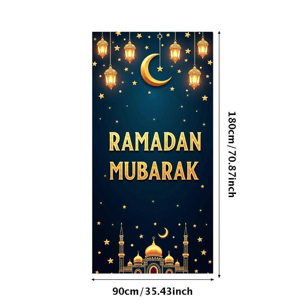 Ramadan Mubarak Banner Backdrop Lanterns Crescent Stars Mosque Party Celebration Ramadan Kareem Photography Decorations Props