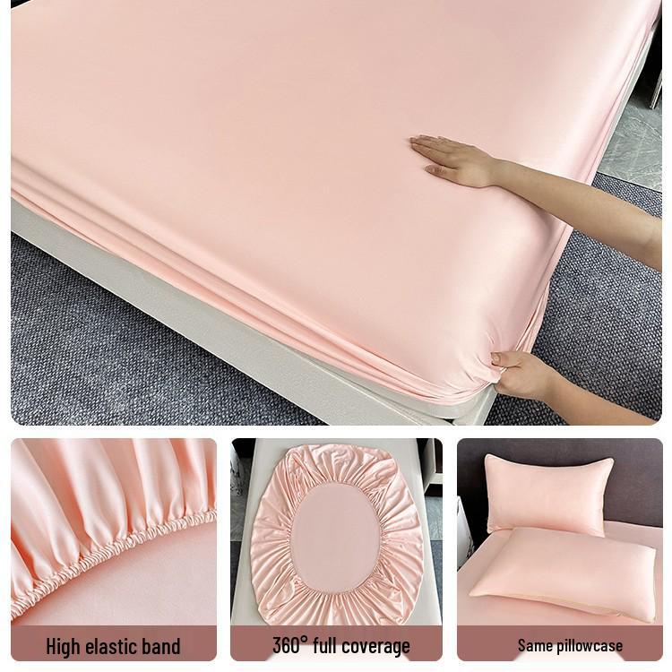 

2025 Преміальне простирадло на гумці з крижаного шовку - Імітація тенселю, Клас А, Безпечне для матері та дитини, Можна прати в машині, Надглибоке 90x200cm + 1 pillowcase (2-piece)