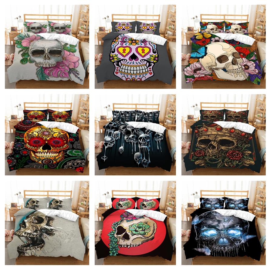 

3D комплект домашнего постельного белья, наволочка с принтом черепа и пододеяльник, 2/3 кусочка микрофибры, удобное домашнее постельное белье