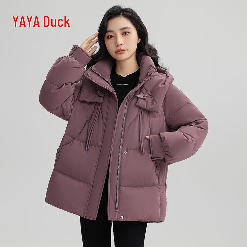Yaya Women's 2025 Winter Ski Down Jacket - New Arrival, Short, Thickened, Hooded, Loose, Warm Duck Down Coat.