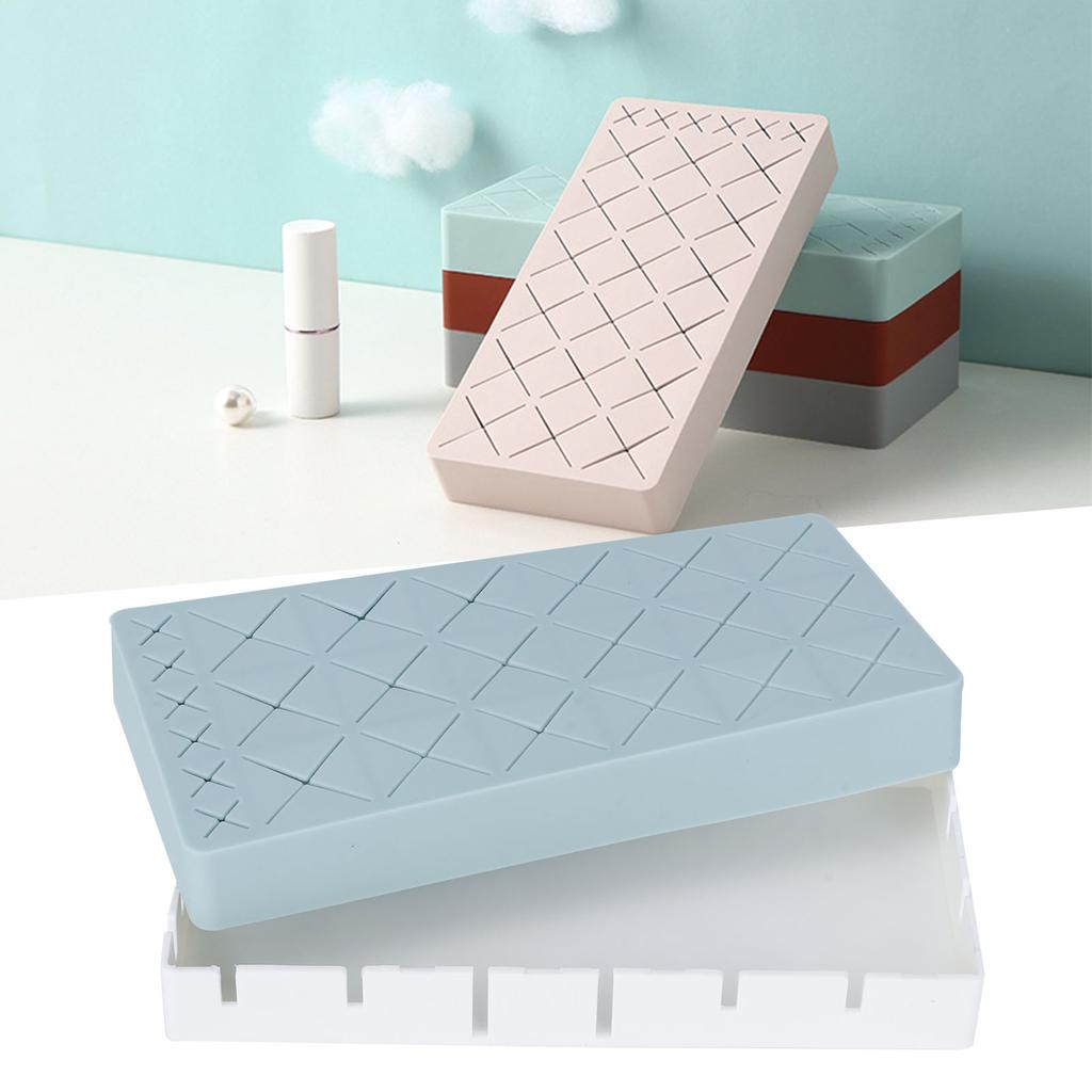 24 Slots Silicone Lipstick Organizer Makeup Cosmetics Holder Storage Box Display StandBlue