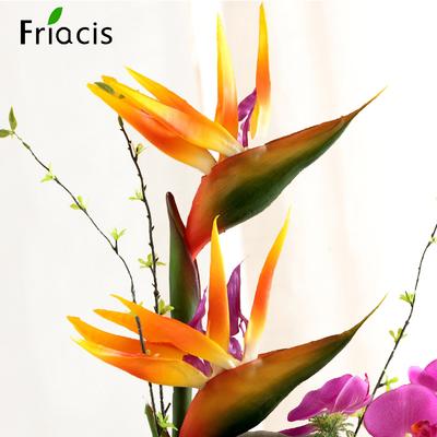 PU Touch Réel Fleur Artificielle Plantes Oiseau de Paradis Décoration de Maison Accessoires Photo Fête Mariage Matériaux d'Arrangement Floral Vente en Gros