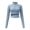 Women's Workout Jacket Full Zip Up Cropped Yoga Jacket Long Sleeve Slim Fit Athletic Top