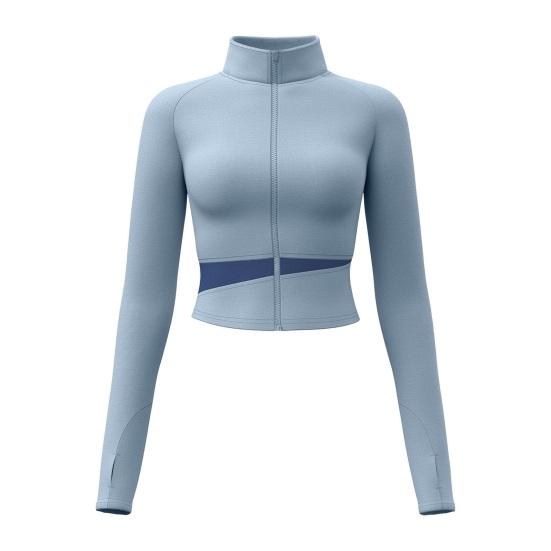 Women's Workout Jacket Full Zip Up Cropped Yoga Jacket Long Sleeve Slim Fit Athletic Top