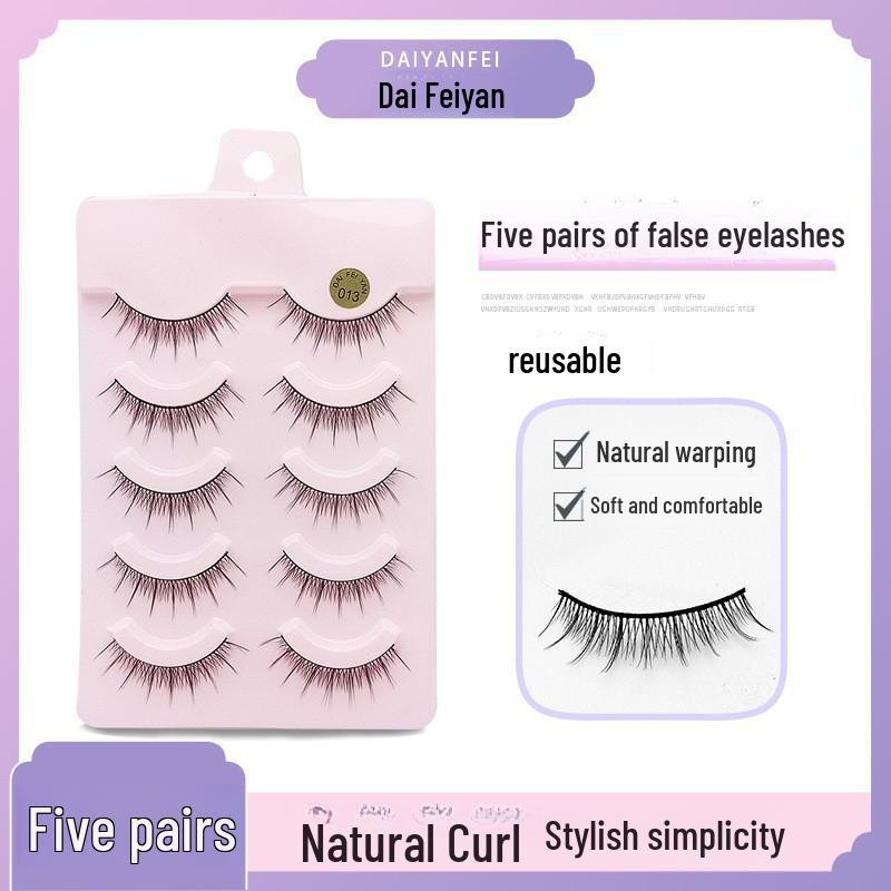 Cartoon Barbie Beginner False Eyelashes - Natural Thick 5 Pairs