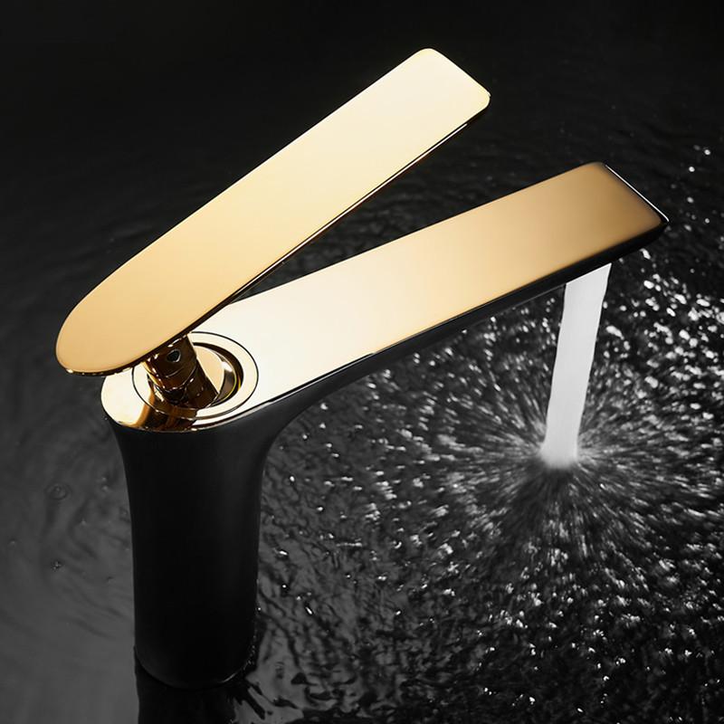 All Copper Black Gold Basin Faucet Sink Faucet Hot and Cold Faucet White Heightened Bathroom Faucet Bathroom Faucet