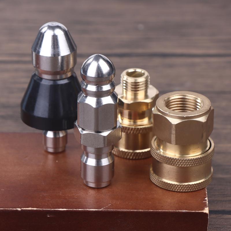 Sewer Jetter Nozzle Mini With 1/4'' Quick Connect Drain Cleaning Nozzle Tips Kit For Drain Jetting Hose