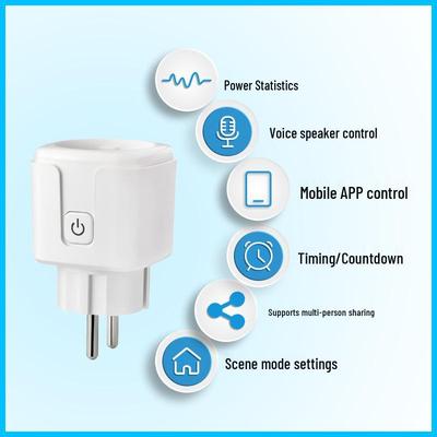 Intelligente Europäische Standard 16A Steckdose mit Messung, WiFi, Bluetooth, Alexa Sprachsteuerung und App-Steuerung