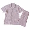 Export Men Summer Pure Cotton Wrinkle Cotton Short Sleeve Pants Pajamas Thin Suit Breathable Home Clothing Air Conditioning Clothes