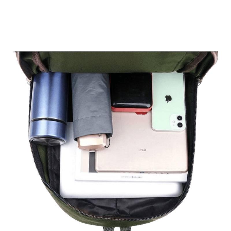 Men's Durable Canvas Tool Backpack - Large Capacity, Wear-Resistant, Multi-Use for Work or Travel.