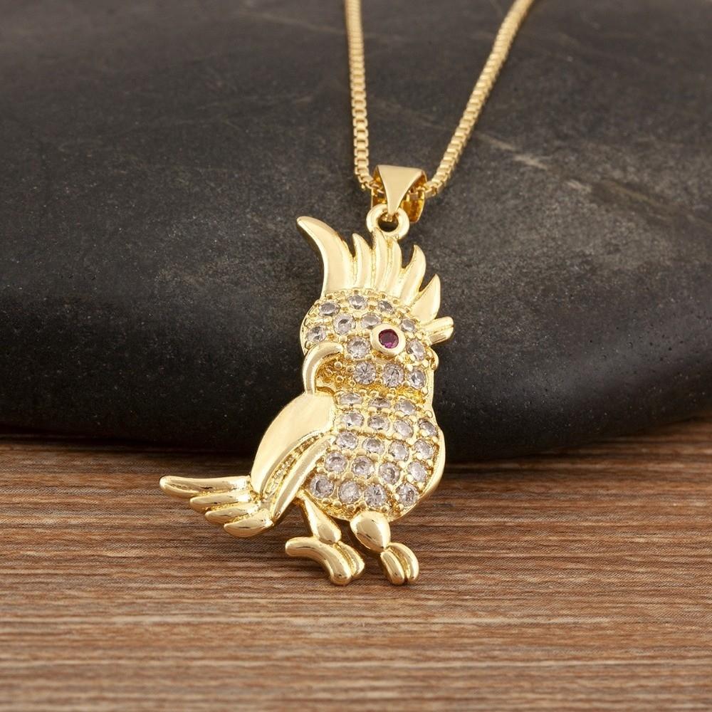 Hip Hop Style Wings Shape Pendant Necklace Zircon Charm Clavicle Chain Pendant Necklace  Unisex