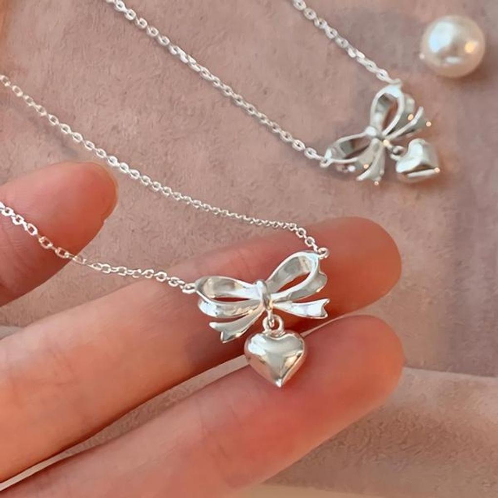 Women's Accessories Sari Heart Ribbon Sweet Necklace