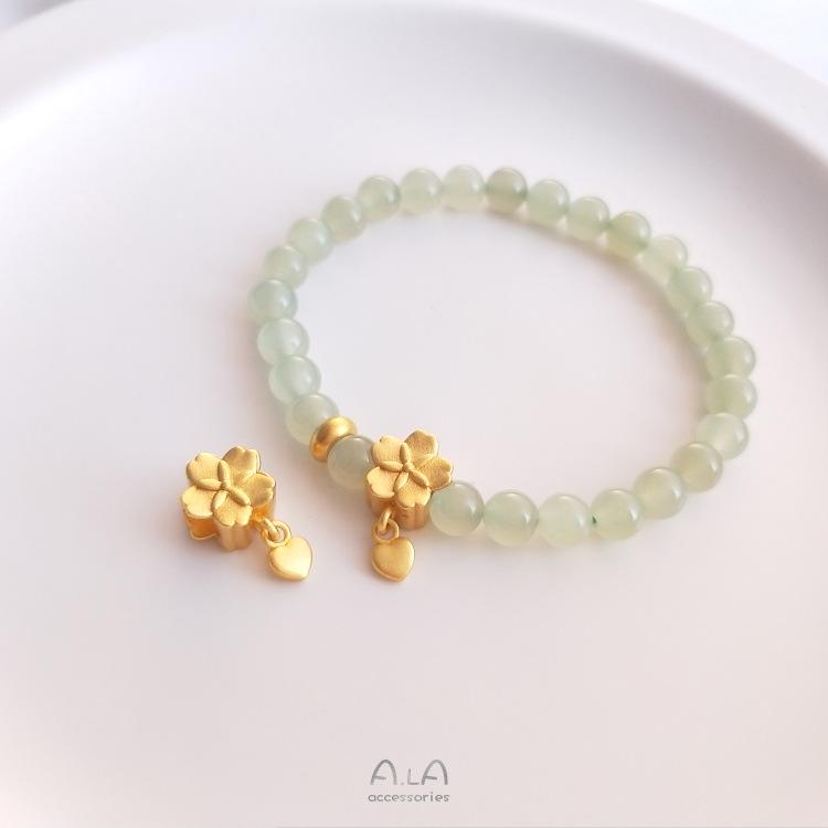 Vietnam Sajin Floral Spacer Beads: Strong Color Retention, Large Hole, Small Peach Heart, DIY Pendant Accessories