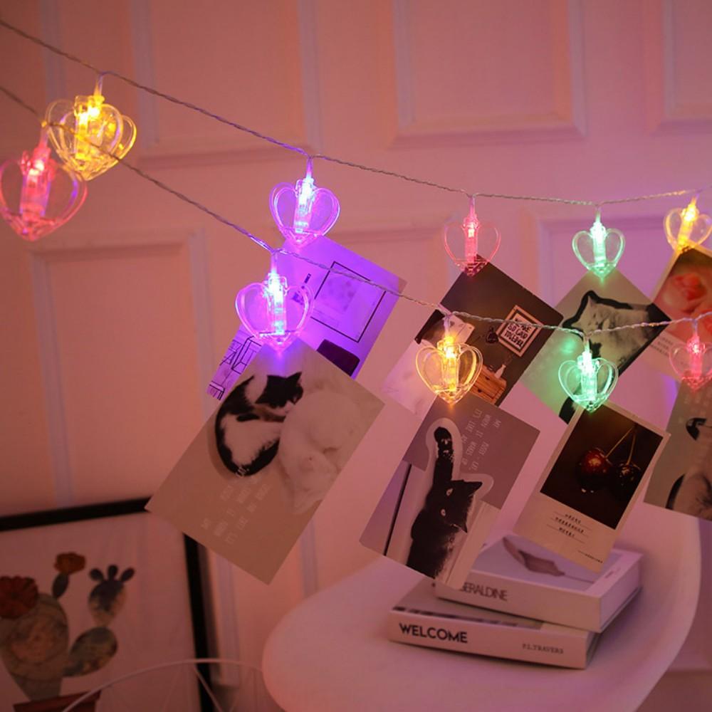 1PC1.5M10 LED battery box heart-shaped clip light string,excluding battery,used for party,bedroom,dormitory,wedding decoration