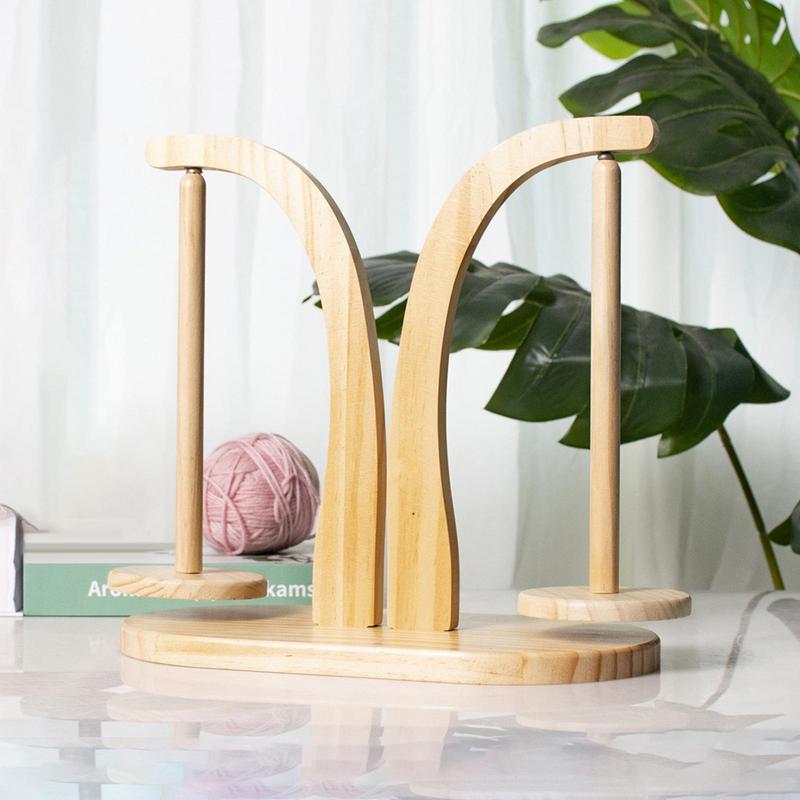 Wooden Yarn Holder Knitting Tools Crochet Yarn Holder Rotating Magnetic Thread Spool Wool Ball Winder Rotation Spinner