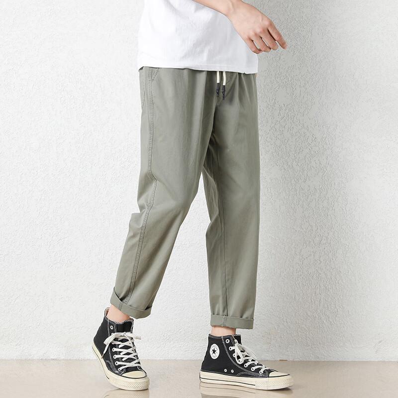 Men's Japanese Style Cotton Blend Straight-Leg Casual Pants