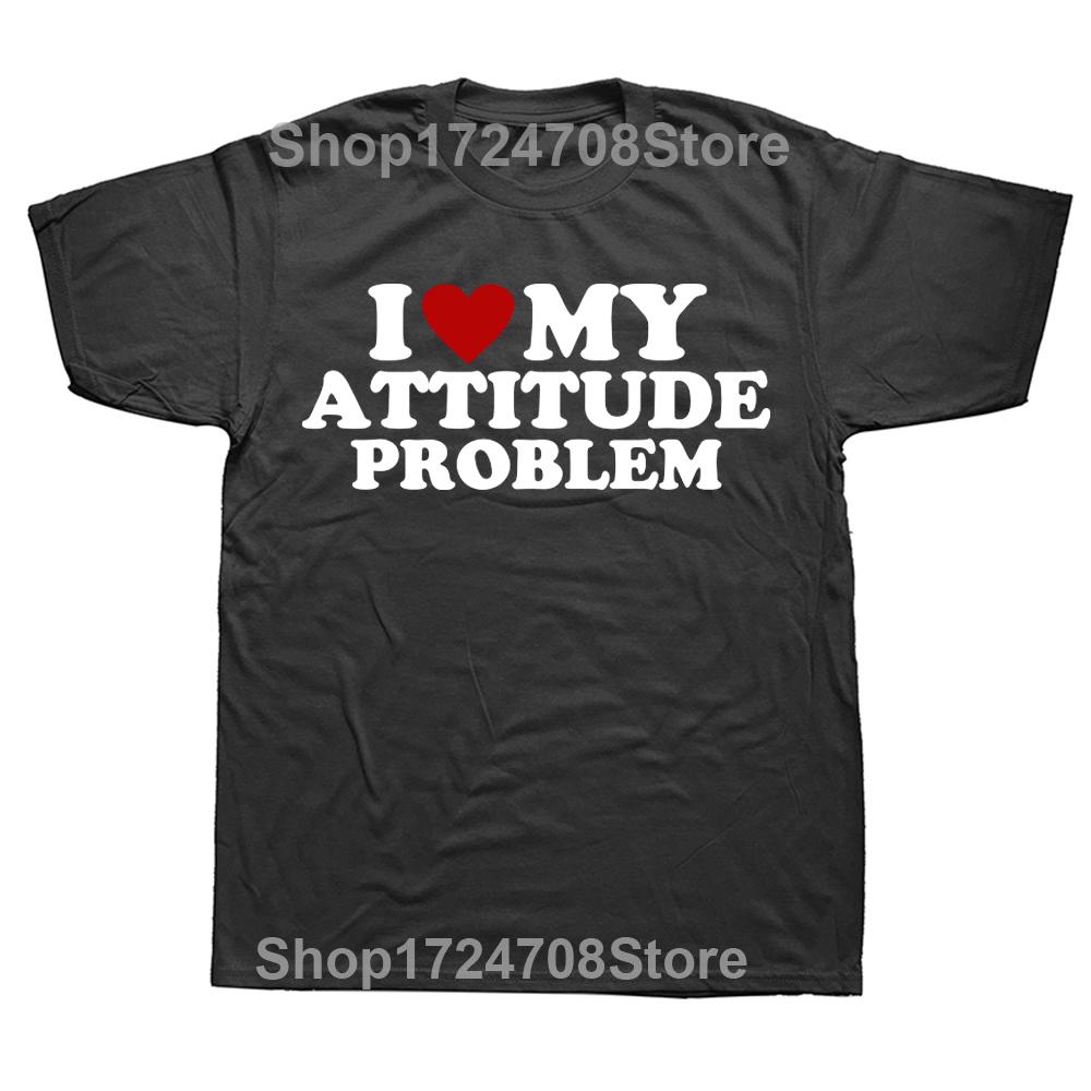 Funny Negativity Joke Vintage Tops EU Size 100% Cotton Unisex O-neck T-shirts Rertro I Heart Love My Attitude Problem T Shirt